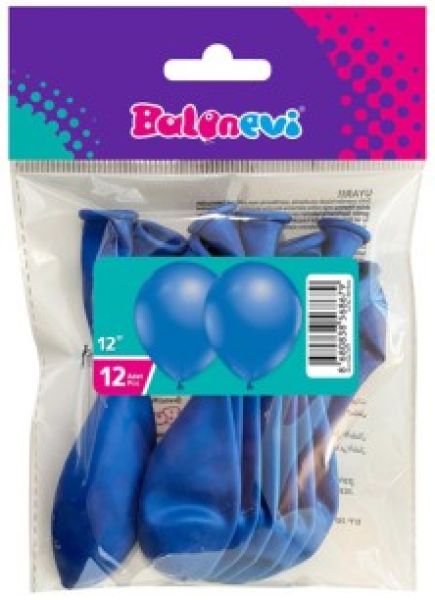 12 İnc Metalik Mavi Balon 12 li