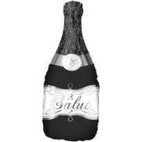 34 İnc Siyah Salut Şampanya Şişeşi Folyo Balon