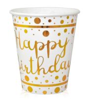 Gold Varak Happy Bırthday Baskılı Bardak ( 6 Ad )